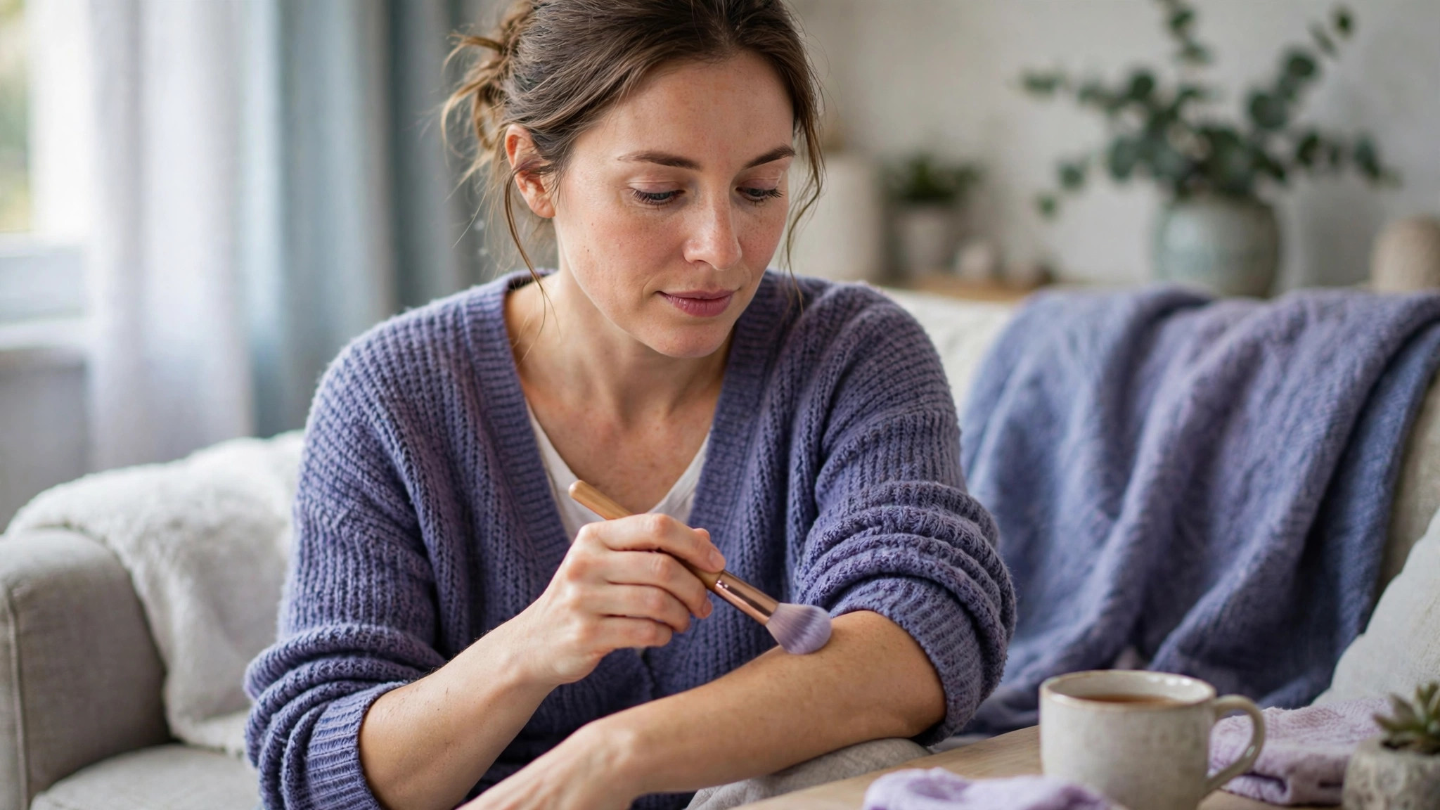 fibromyalgia and allodynia desensitization exercise with a soft brush