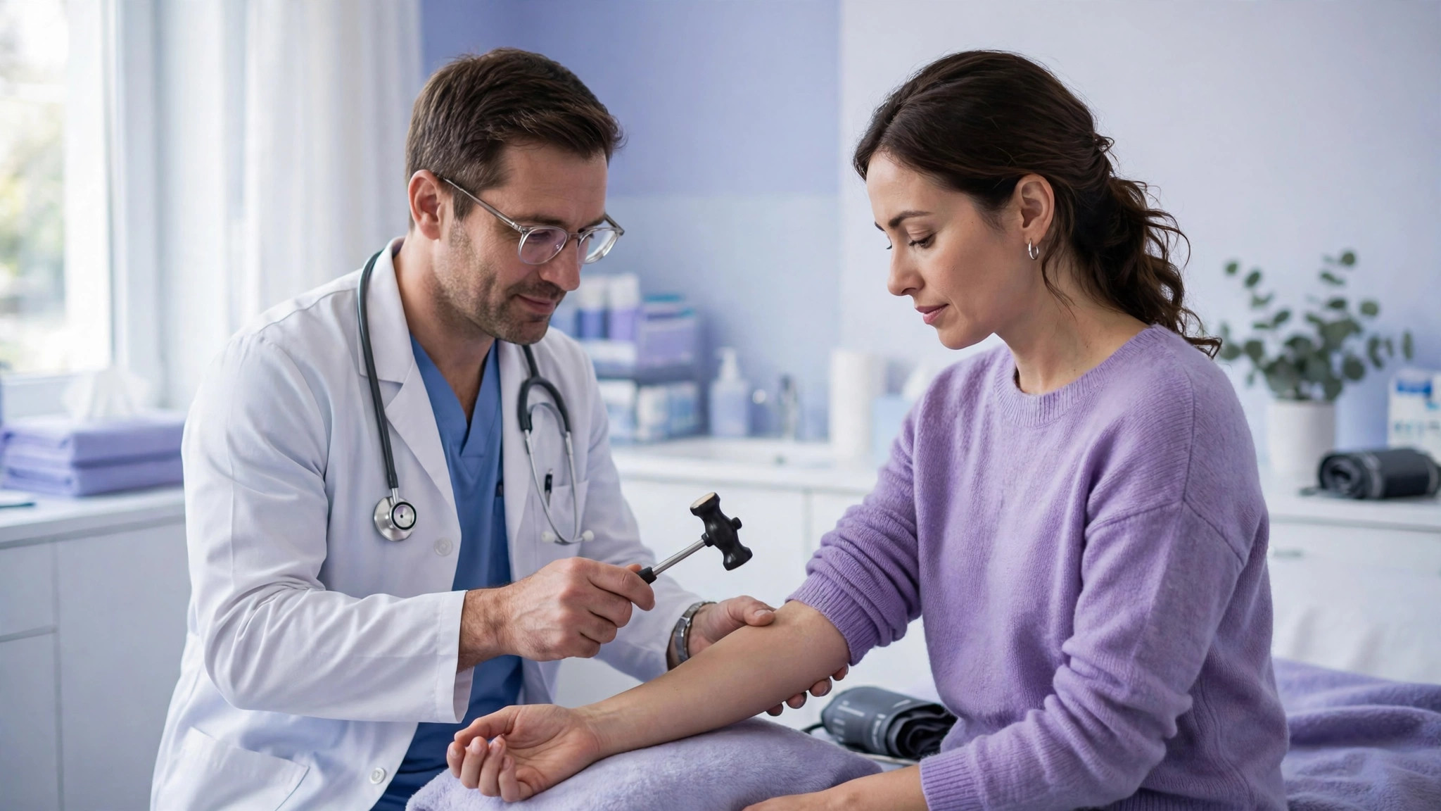fibromyalgia and electric shock sensations nerve examination at a clinic