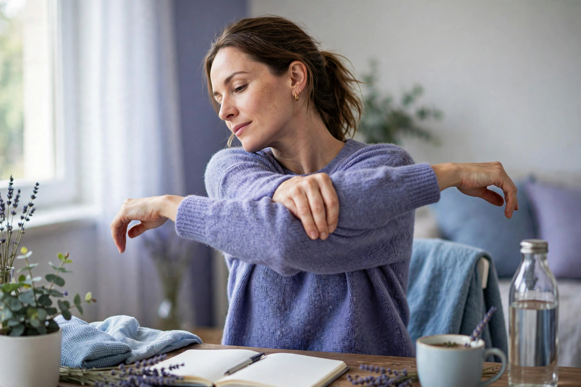 fibromyalgia and electric shock sensations gentle neck stretch to calm nerves