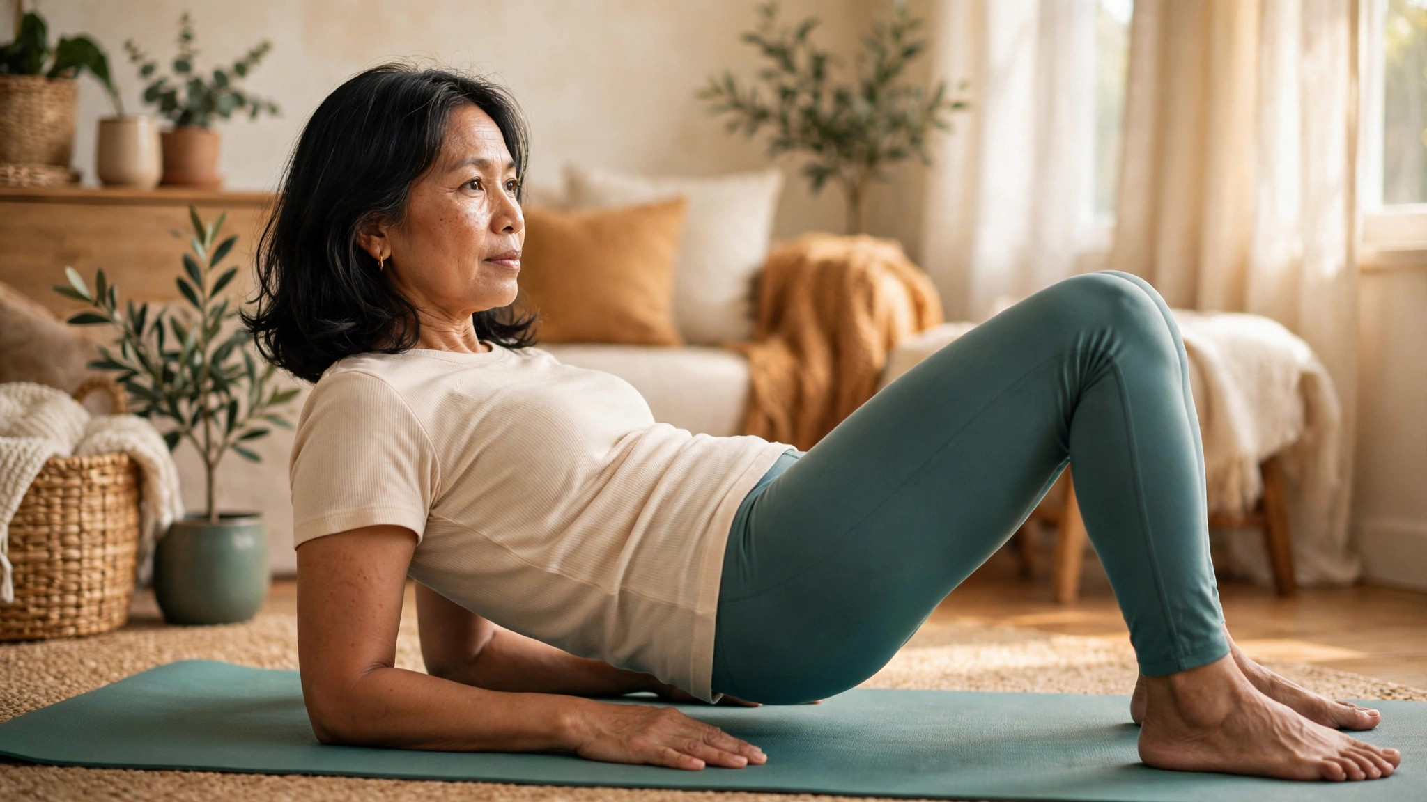 fibromyalgia and hip pain gentle glute bridge exercise at home