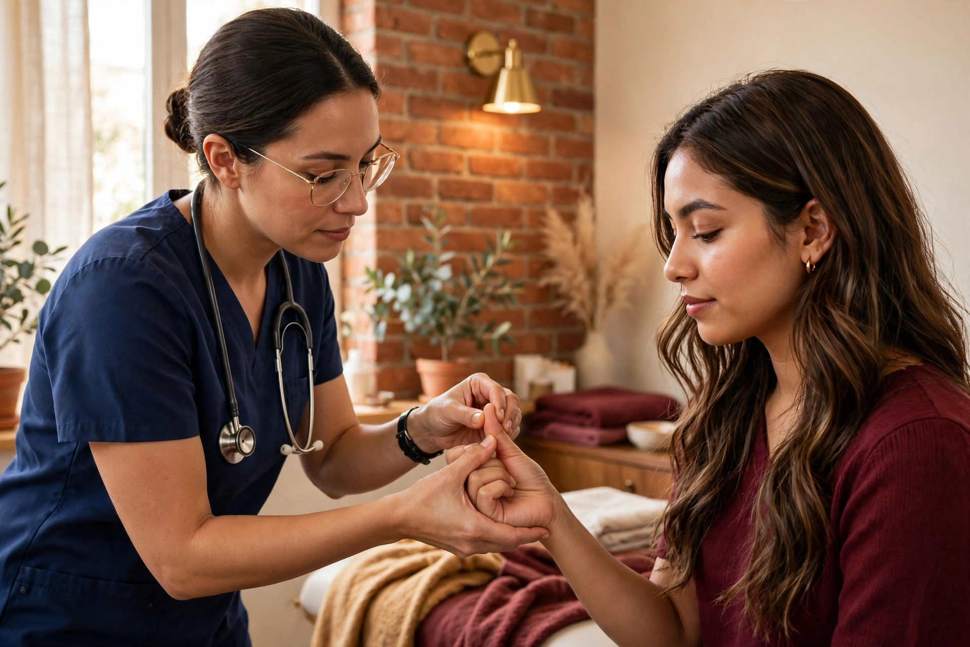 fibromyalgia and hypermobility physiotherapist testing thumb flexibility