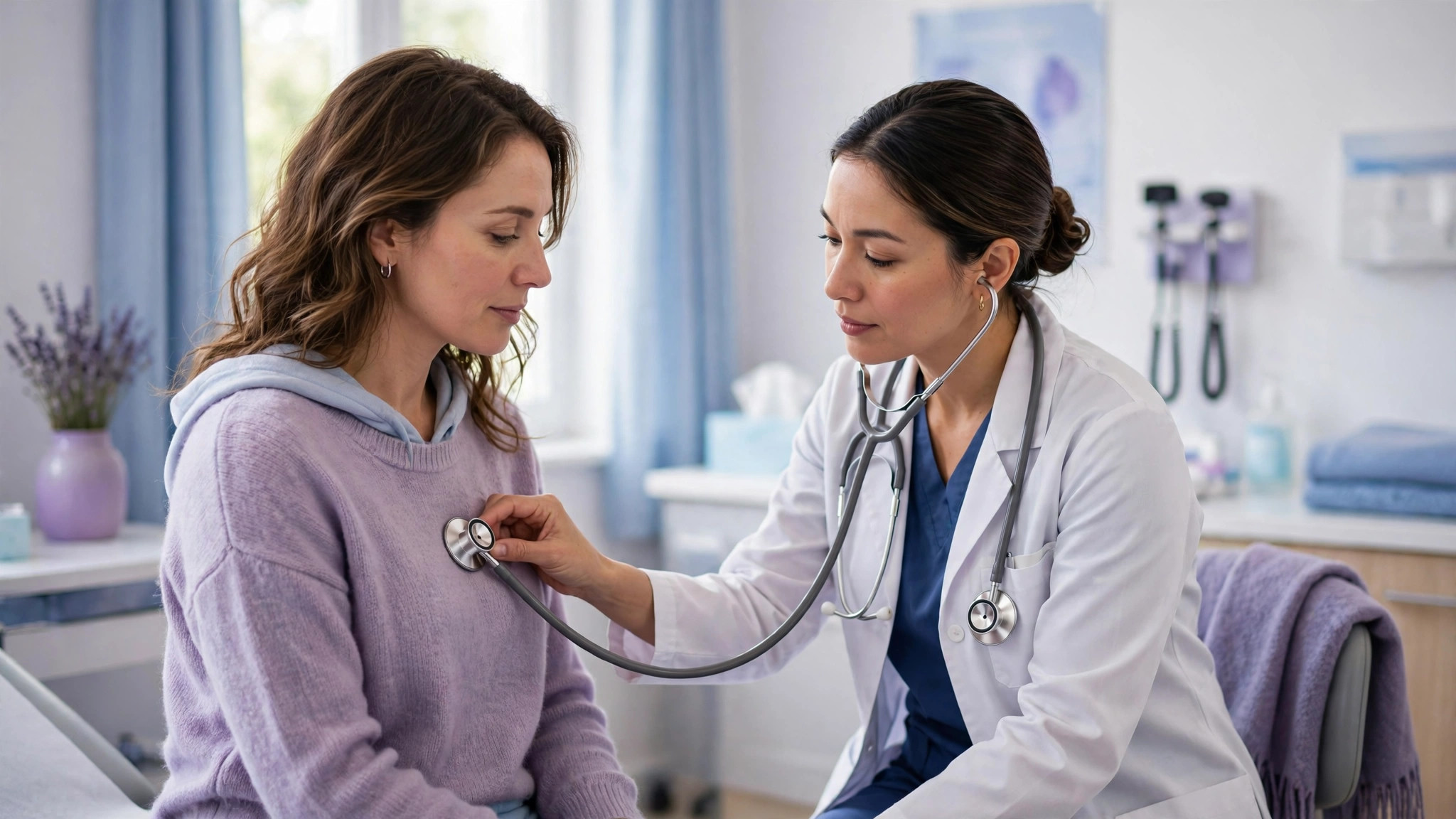 fibromyalgia and palpitations heart examination at a clinic