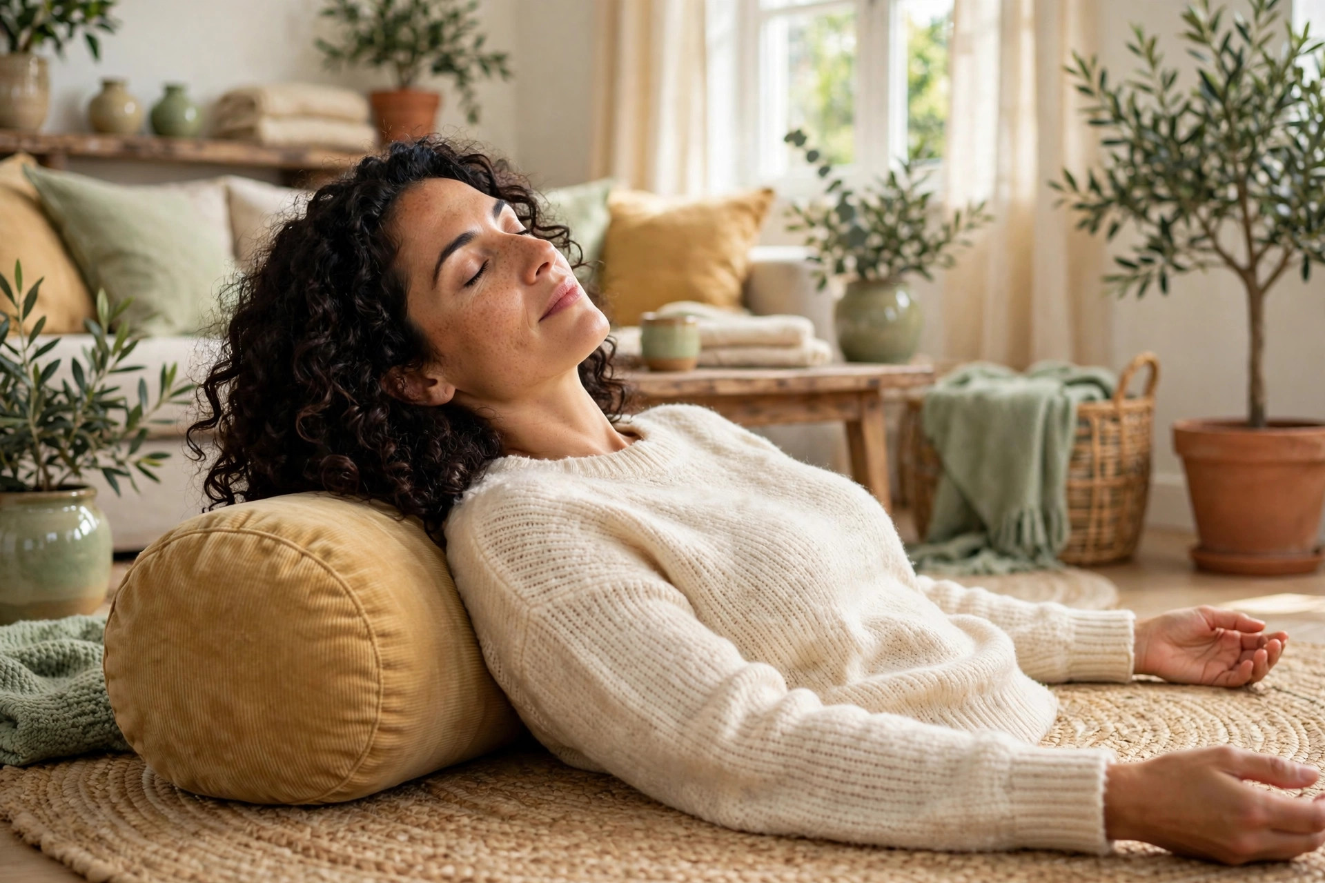 fibromyalgia and rib pain gentle chest opening stretch with a cushion