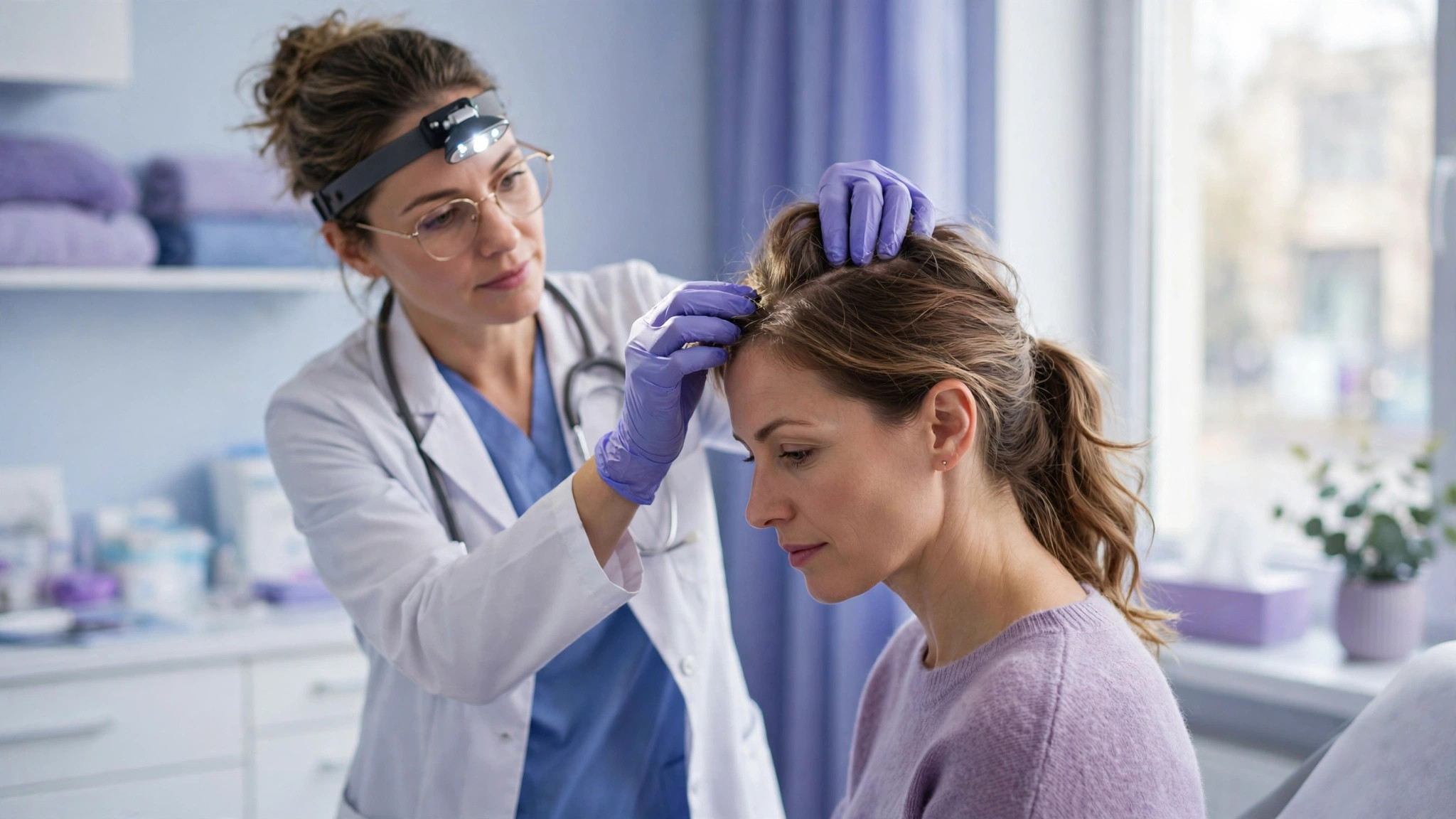 fibromyalgia and scalp pain scalp examination at a clinic