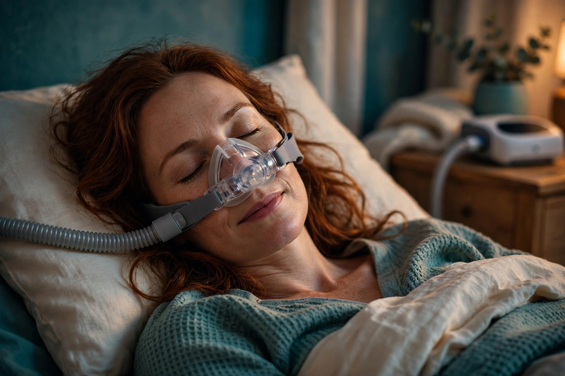 fibromyalgia and sleep apnoea sleeping peacefully with a CPAP mask