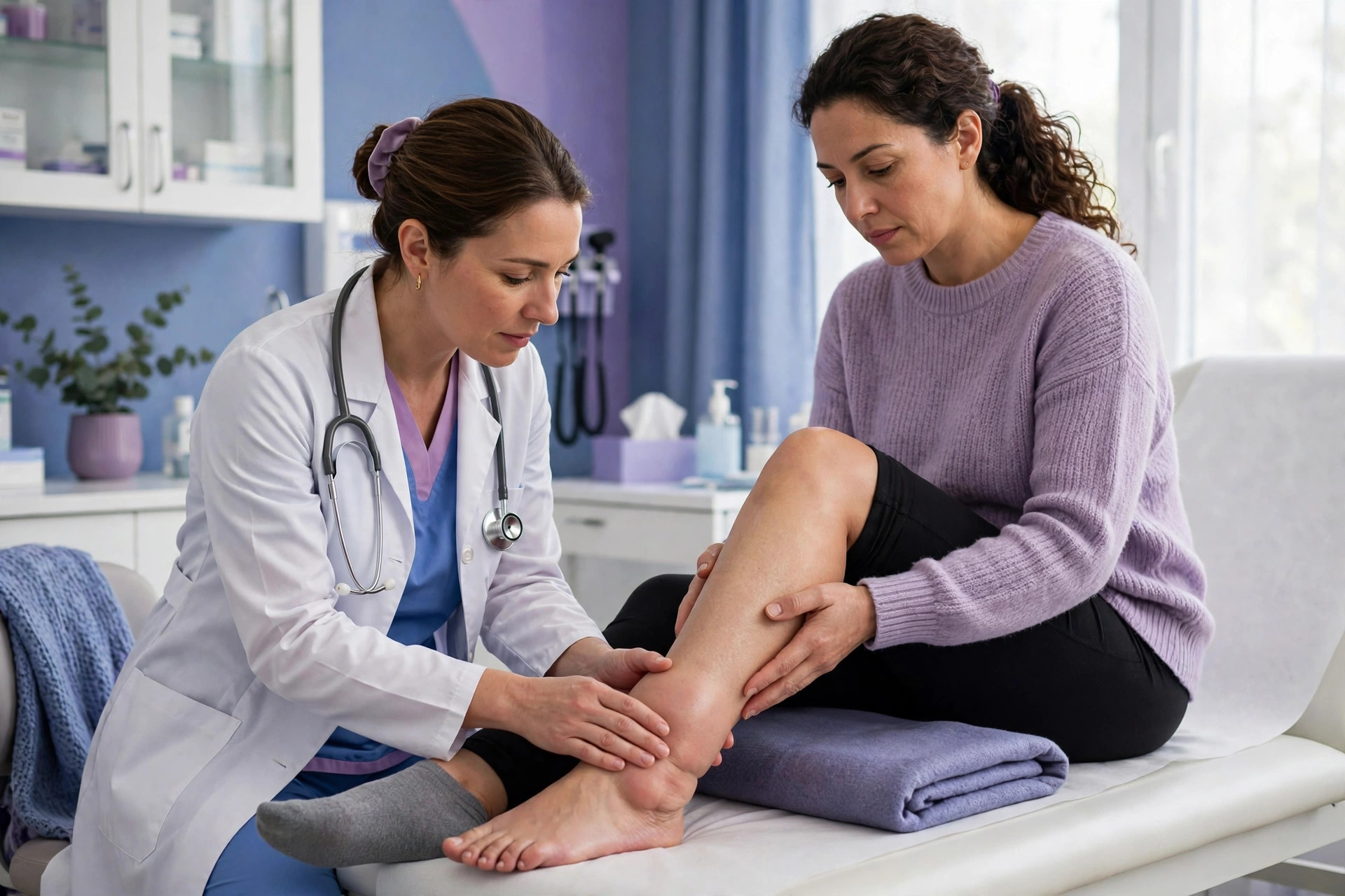 fibromyalgia and swelling ankle examination at a clinic