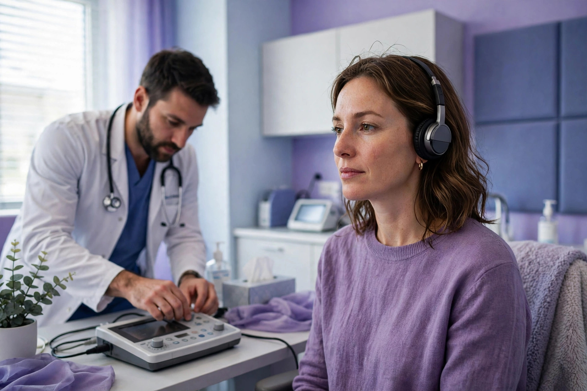 fibromyalgia and tinnitus hearing test at an audiology clinic